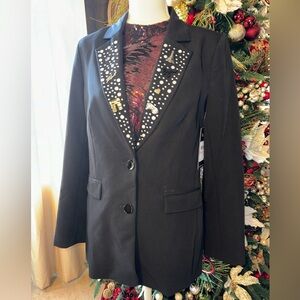 KARL LAGERFELD Paris Pin Embellished Blazer